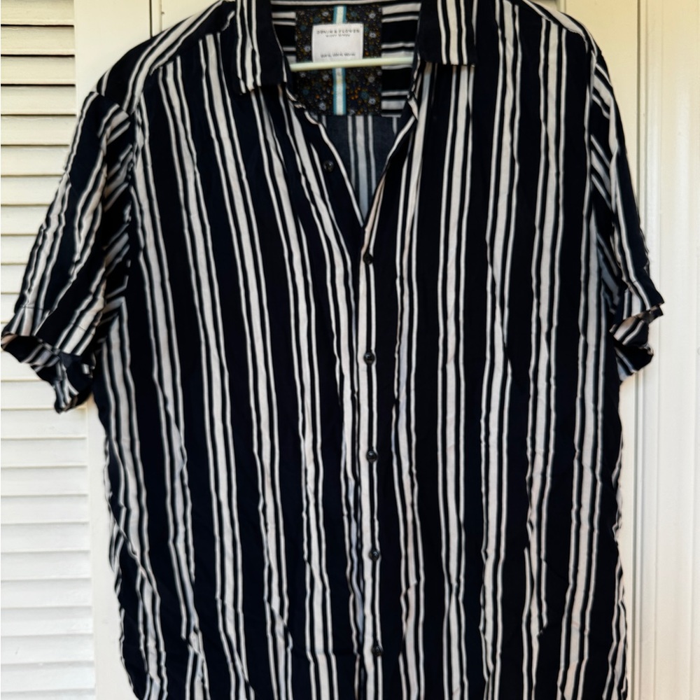 Deep Navy and White Striped Men's Shirt